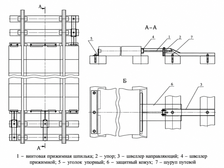End fastening diagram on wooden sleepers