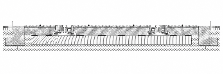 Decking A1.RBU.000 (A1.BTU.000) installation diagram on wooden sleepers